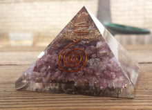 Load image into Gallery viewer, Extra Large (70-75mm) LEPIDOLITE Orgone Gemstone Pyramid X-Large Pyramid Orgone