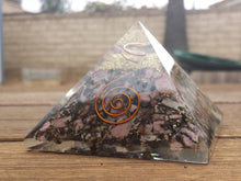 Load image into Gallery viewer, Extra Large (70-75mm) RHODONITE Orgone Gemstone Pyramid X-Large Pyramid Orgone