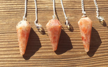 Load image into Gallery viewer, SUNSTONE Natural Stone Gemstone Faceted Pendulum