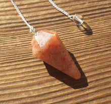 Load image into Gallery viewer, SUNSTONE Natural Stone Gemstone Faceted Pendulum