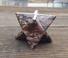 Load image into Gallery viewer, Large (50mm) RHODONITE Natural Gemstone Merkaba Star (One)