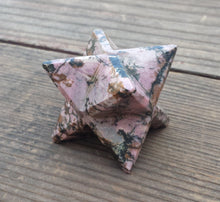 Load image into Gallery viewer, Large (50mm) RHODONITE Natural Gemstone Merkaba Star (One)