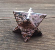 Load image into Gallery viewer, Large (50mm) RHODONITE Natural Gemstone Merkaba Star (One)