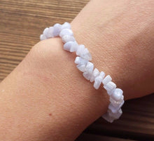 Load image into Gallery viewer, Natural BLUE LACE AGATE Stone Gemstone Stretchy Chip Bracelet