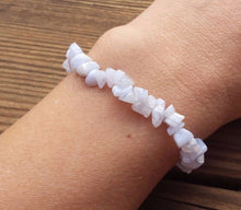 Load image into Gallery viewer, Natural BLUE LACE AGATE Stone Gemstone Stretchy Chip Bracelet