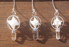 Load image into Gallery viewer, Natural WHITE AGATE GEMSTONE 3 Stone Merkaba Spinning Star Faceted Pendulum