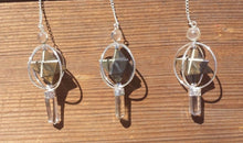 Load image into Gallery viewer, Natural PYRITE Gemstone 3 Stone Merkaba Spinning Star Faceted Pendulumn