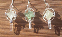 Load image into Gallery viewer, Natural GREEN FLUORITE Gemstone 3 Stone Merkaba Spinning Star Faceted Pendulum