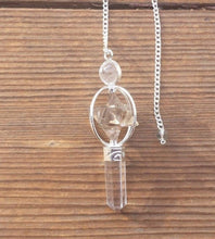 Load image into Gallery viewer, Natural SMOKEY QUARTZ Gemstone 3 Stone Merkaba Spinning Star Faceted Pendulum
