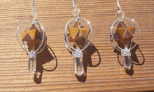 Load image into Gallery viewer, Natural TIGER EYE Gemstone 3 Stone Merkaba Spinning Star Faceted Pendulum