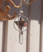 Load image into Gallery viewer, Natural UNAKITE Gemstone 3 Stone Merkaba Spinning Star Faceted Pendulum
