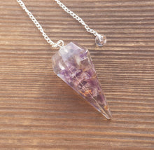 Load image into Gallery viewer, ORGONE AMETHYST Gemstone Faceted Orgone Pendulum