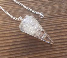 Load image into Gallery viewer, ORGONE CLEAR QUARTZ Gemstone Faceted Orgone Pendulum