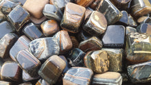 Load image into Gallery viewer, Three (3) BLUE TIGER EYE Tumbled Stones Medium Natural Tumble Stones