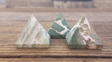 Load image into Gallery viewer, GREEN ZEBRA JASPER natural Medium gemstone crystal pyramid 27-30mm