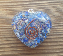 Load image into Gallery viewer, ORGONE LAPIS LAZULI Gemstone Heart Shaped Pendant Orgone (One)
