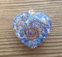 Load image into Gallery viewer, ORGONE LAPIS LAZULI Gemstone Heart Shaped Pendant Orgone (One)
