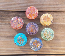 Load image into Gallery viewer, 7 CHAKRA Complete Orgone Gemstone Disk Set