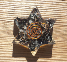 Load image into Gallery viewer, BLACK TOURMALINE Orgone Gemstone Star Charging Plate