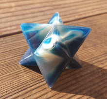 Load image into Gallery viewer, Large (50mm) BLUE ONYX Natural Gemstone Merkaba Star (One)