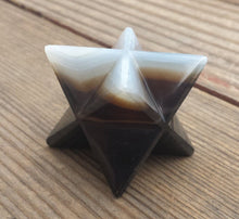 Load image into Gallery viewer, Large (50mm) GREY AGATE Natural Gemstone Merkaba Star (One)