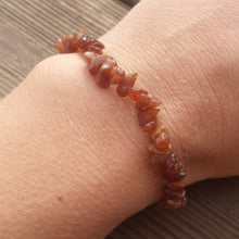 Load image into Gallery viewer, HESSONITE Natural Stone Gemstone Stretchy Chip Bracelet