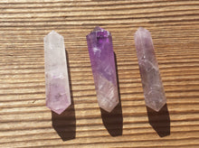 Load image into Gallery viewer, NATURAL AMETHYST Double Terminated Gemstone Crystal Pencil Point (One)