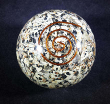 Load image into Gallery viewer, Medium (40-50mm) DALMATIAN JASPER Orgone Gemstone Sphere Orgone Sphere
