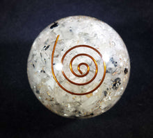 Load image into Gallery viewer, Medium (40-50mm) TOURMILATED QUARTZ Orgone Gemstone Sphere Orgone Sphere