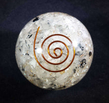 Load image into Gallery viewer, Medium (40-50mm) TOURMILATED QUARTZ Orgone Gemstone Sphere Orgone Sphere