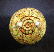 Load image into Gallery viewer, Medium (40-50mm) UNAKITE Orgone Gemstone Sphere Orgone Sphere