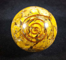 Load image into Gallery viewer, Medium (40-50mm) YELLOW JASPER Orgone Gemstone Sphere Orgone Sphere