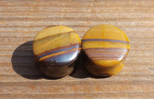Load image into Gallery viewer, Pair of Real SUNSET JASPER Plugs Gauges Body Jewelry Double Flared - Pick Size