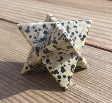 Load image into Gallery viewer, Large (50mm) DALMATIAN JASPER Natural Gemstone Merkaba Star (One)