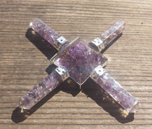 Load image into Gallery viewer, AMETHYST ORGONE 4 Point Gemstone Energy Generator