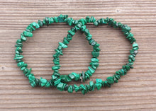 Load image into Gallery viewer, MALACHITE Natural Stone Gemstone Stretchy Chip Bracelet