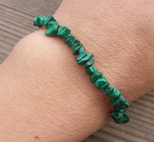 Load image into Gallery viewer, MALACHITE Natural Stone Gemstone Stretchy Chip Bracelet