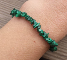 Load image into Gallery viewer, MALACHITE Natural Stone Gemstone Stretchy Chip Bracelet