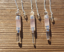 Load image into Gallery viewer, Natural ROSE QUARTZ Gemstone 3 Stone Wand Pendulum (One)
