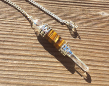 Load image into Gallery viewer, Natural TIGER EYE Gemstone 3 Stone Wand Pendulum (One)