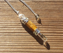 Load image into Gallery viewer, Natural TIGER EYE Gemstone 3 Stone Wand Pendulum (One)