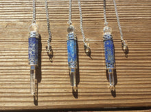 Load image into Gallery viewer, Natural LAPIS LAZULI Gemstone 3 Stone Wand Pendulum (One)