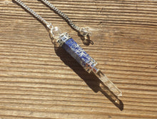 Load image into Gallery viewer, Natural LAPIS LAZULI Gemstone 3 Stone Wand Pendulum (One)