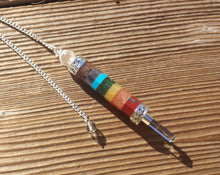 Load image into Gallery viewer, Natural 7 CHAKRA BONDED Gemstone 3 Stone Wand Pendulum (One)