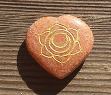 Load image into Gallery viewer, 7 CHAKRA Gemstone Engraved Heart Disk Set
