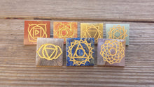 Load image into Gallery viewer, 7 CHAKRA Natural Gemstone Engraved Small Pyramid Set 20-25mm