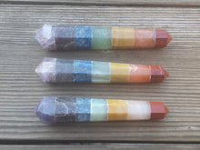 Load image into Gallery viewer, 7 CHAKRA BONDED Natural Gemstone Double Terminated Wand