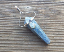 Load image into Gallery viewer, Natural LAPIS LAZULI And Rainbow MOONSTONE Crystal D - Point Pendant Gemstone