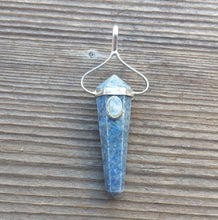 Load image into Gallery viewer, Natural LAPIS LAZULI And Rainbow MOONSTONE Crystal D - Point Pendant Gemstone
