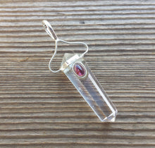 Load image into Gallery viewer, Natural CLEAR QUARTZ And GARNET Crystal D - Point Pendant Gemstone